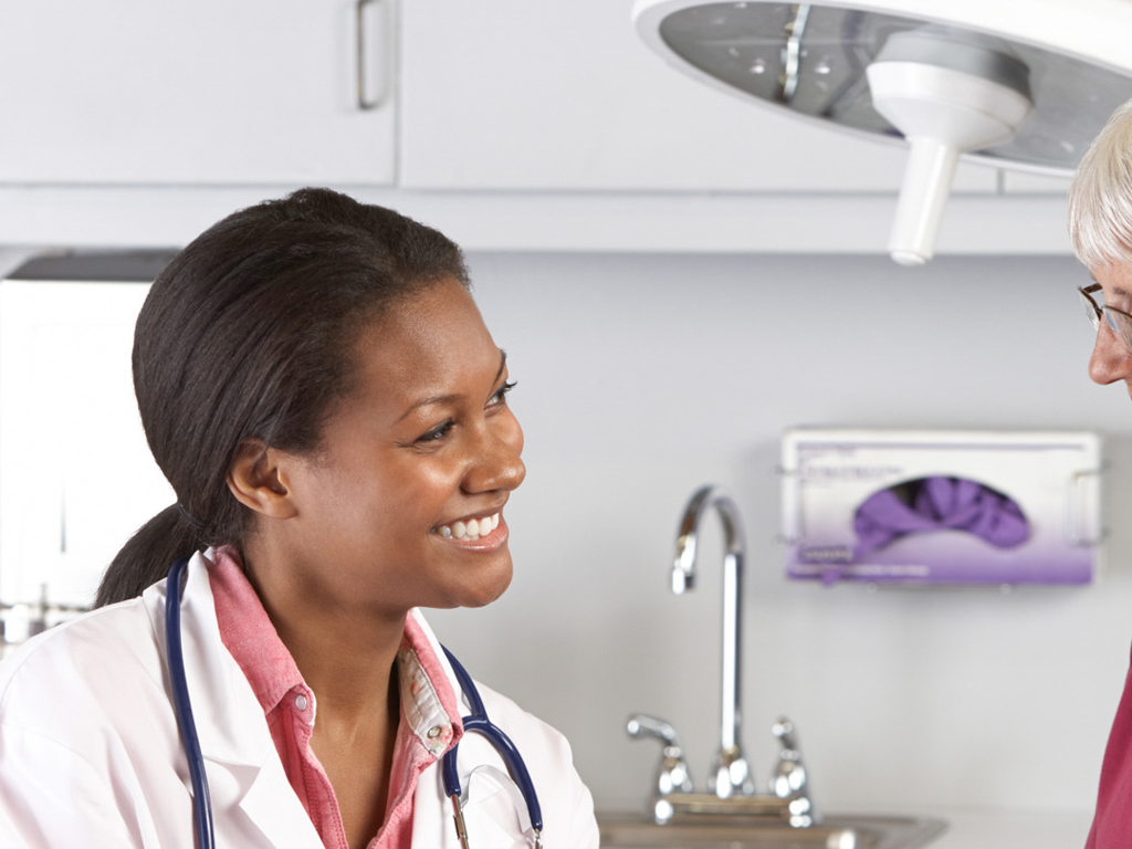 A woman at a check up