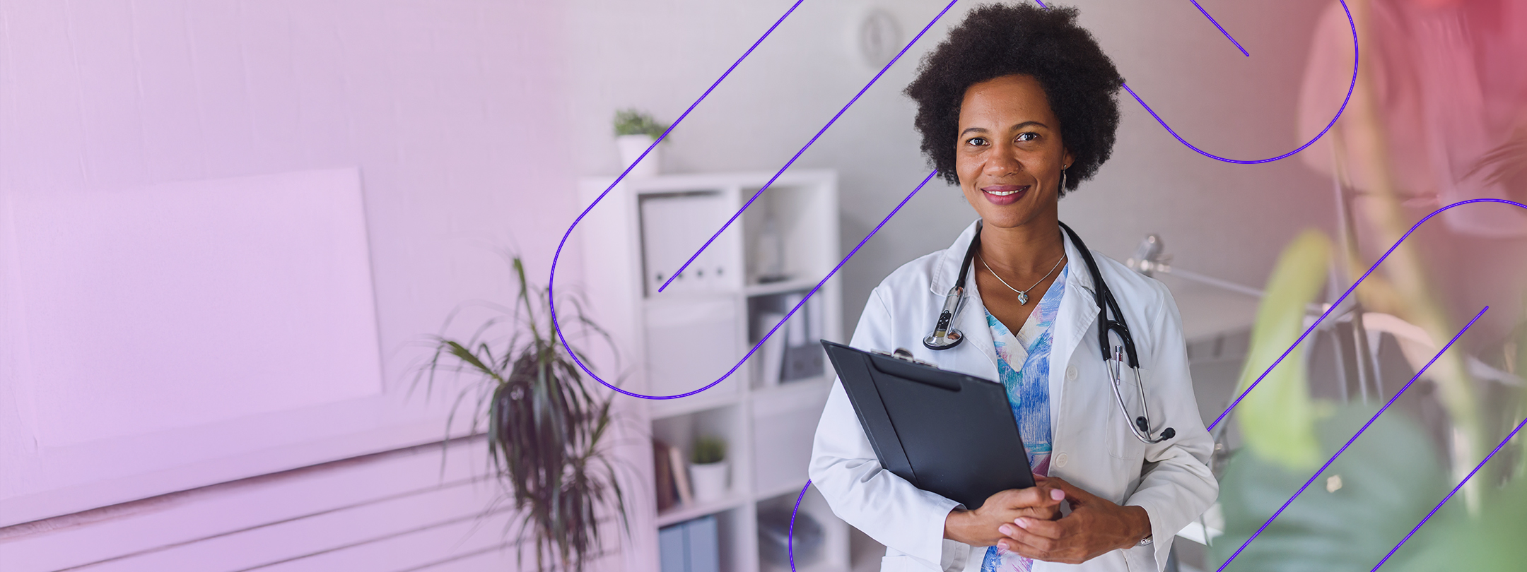 Female provider holding a clipboard