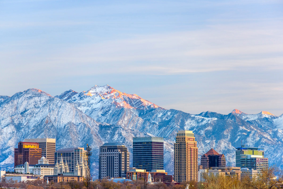 Salt Lake City, Utah skyline at dusk