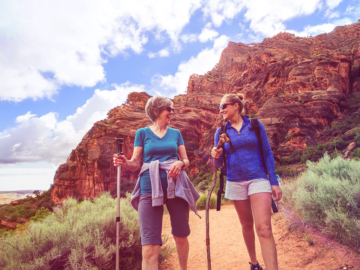Two women hiking in Red Rock Canyon National Park