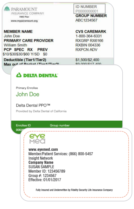 Example Dental ID Cards